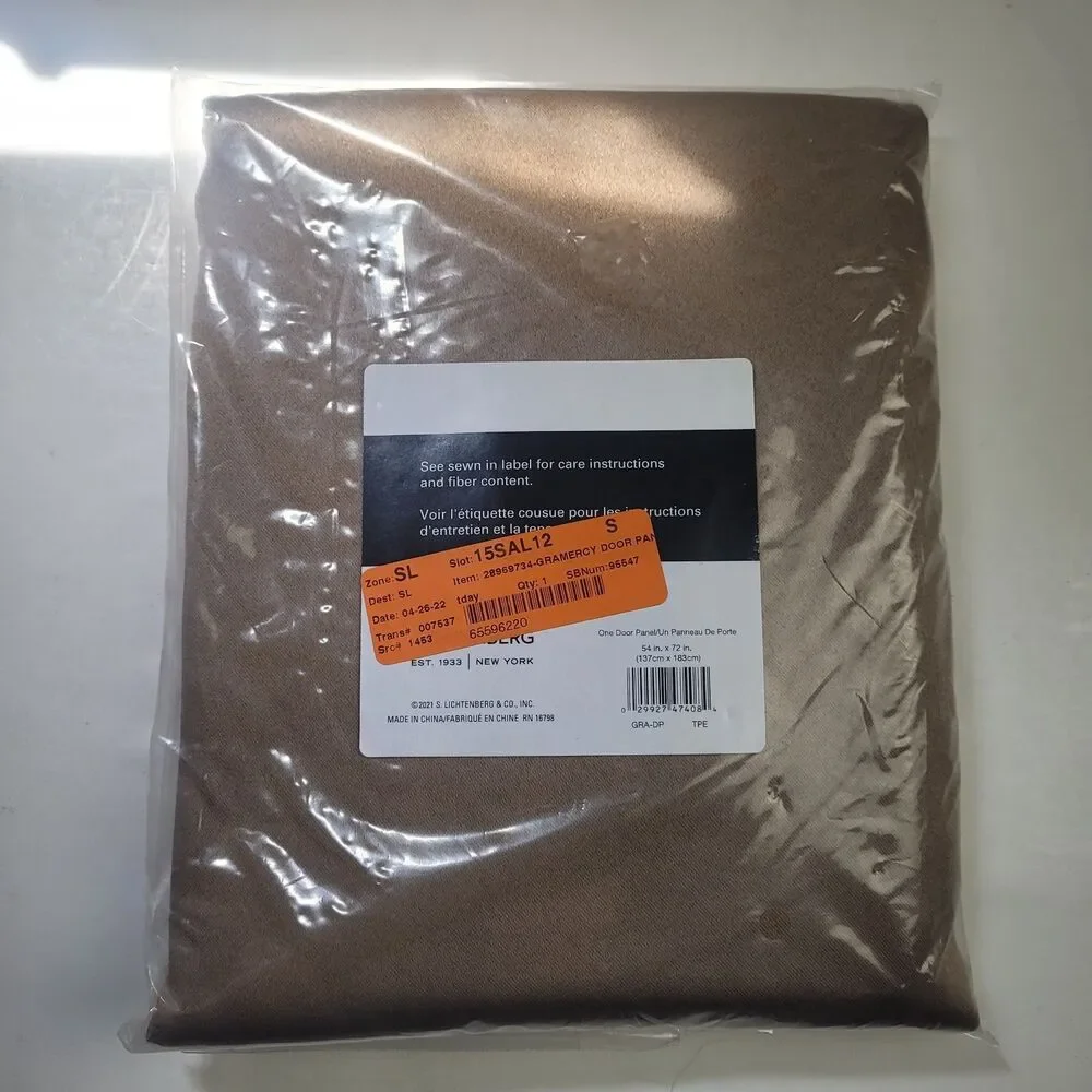 NEW Sun Zero 54 x 72 One Rod Tab Pocket curtain panel 'Taupe' #CT26
